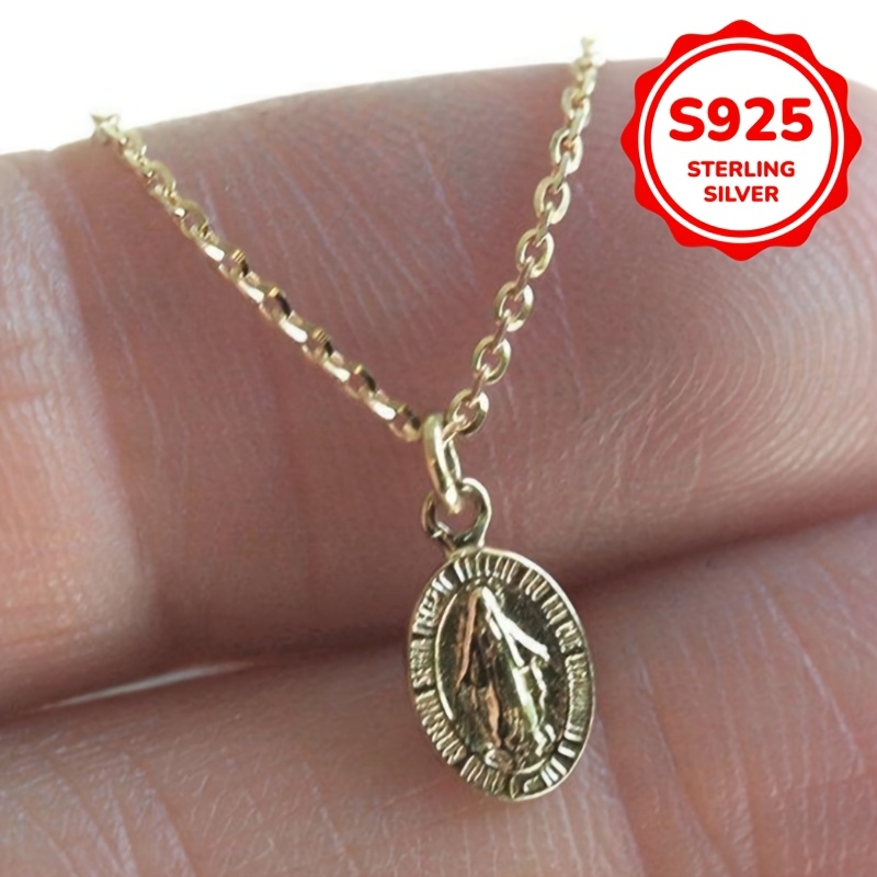 925 Silver Pendant Necklace Vintage Angel 18K Golden Plated Durable